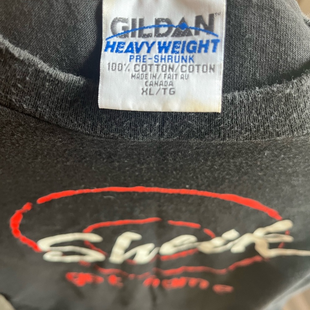 Gildan Black T-Shirt with Red and White Graphic ad for Sheik